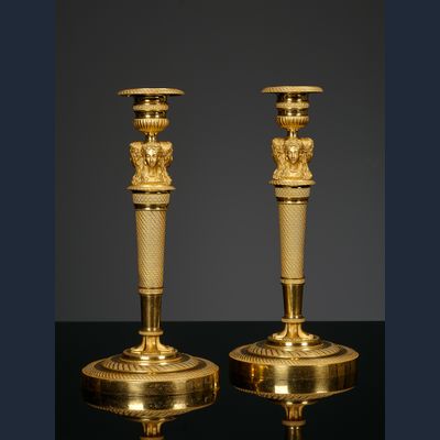 Pair of French Empire candlesticks