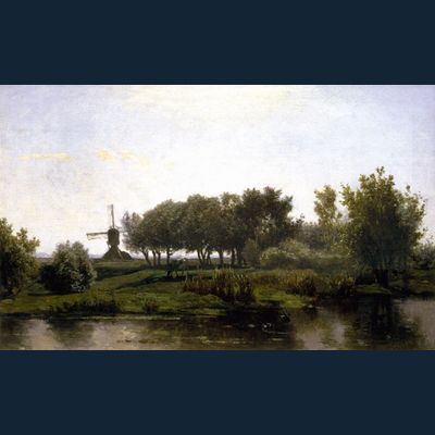 Zomerlandschap met molen