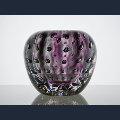 A.D. Copier, Dikwandige Leerdam Unica met antimoon craquelé, 1949