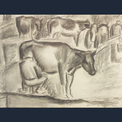 Leo Gestel, 'Beemster', houtskool op papier, 1922