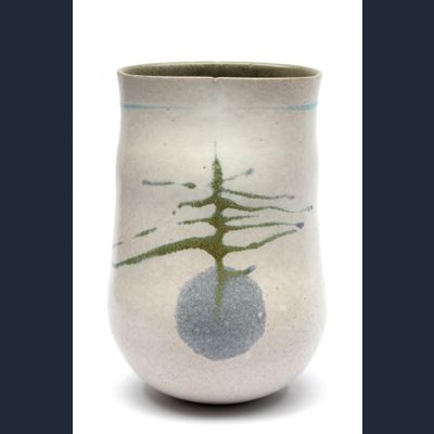 Hans de Jong, 'Poldervaas', 1983, aardewerk 1220 graden, met een delicaat en kenmerkend glazuur