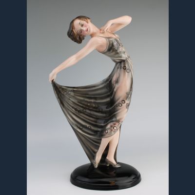 A Goldscheider art deco pottery figure of a lady, 3591