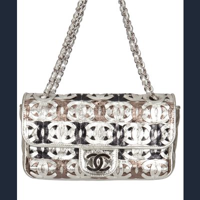 Chanel Zilver Kleurige Leren Flap Handtas - Beperkte Editie