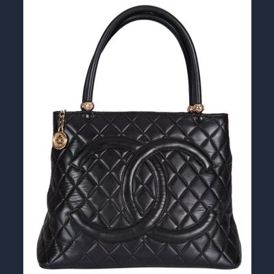Chanel Handtas in Zwart Gematelasseerd Leder