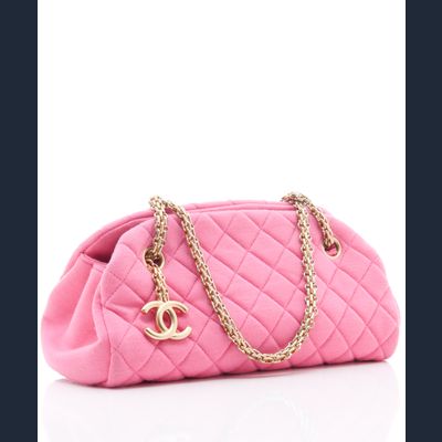 Chanel Mademoiselle Handtas in Roze Jersey Stof