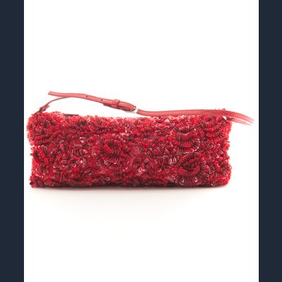 Valentino Garavani Rood Satijnen Avondtas met Kralen