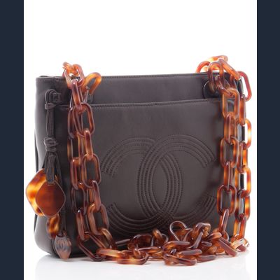 Chanel Schoudertas in Bruin Lamsleder met Schildpad Hengsels