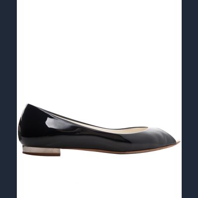 Chanel Zwart Lakleren Ballerina