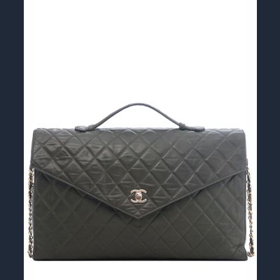 Chanel Aktentas in Gematelasseerd Groen Leder