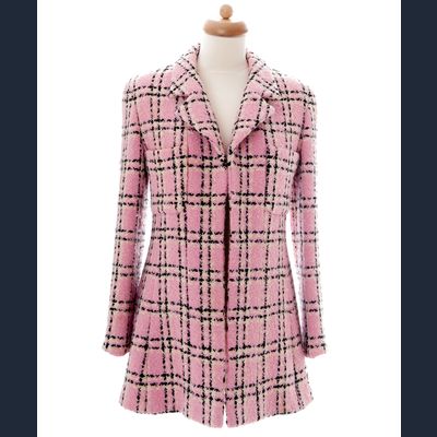 Chanel Roze, Zwart en Wit Geruite Jas