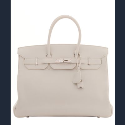 Hermès Wit Clemence Leren Birkin 35