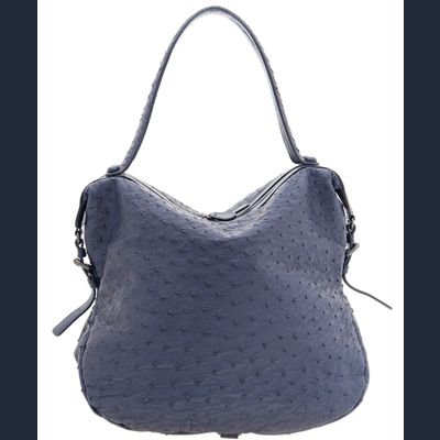 Bottega Veneta Noce Schoudertas in Struisvogelleer