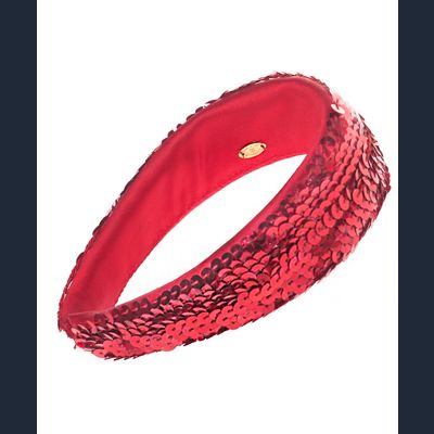 Chanel met Paillettes Versierde Rode  Haarband