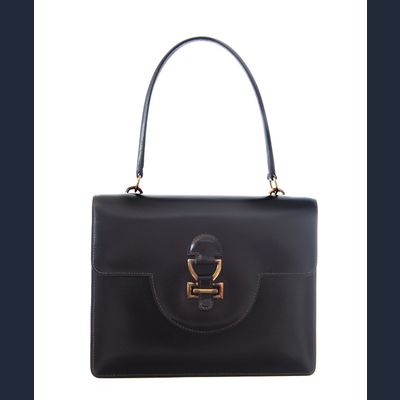 Hermès 'Sandrine' Schoudertas in Donkerbruin Leer