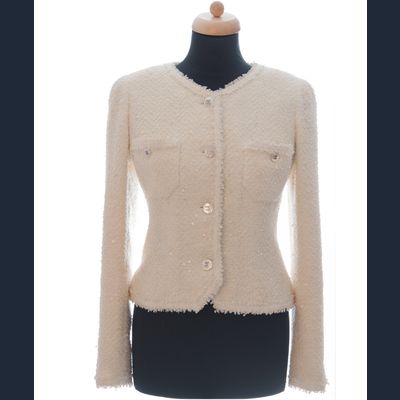 Chanel Ivoorkleurige Bouclé Blazer 97P