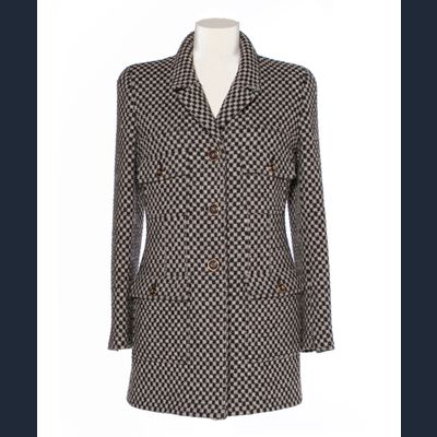 Chanel Bruin/Wit Tweed Blazer 95A