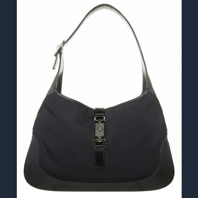 Gucci Jackie O Bag Black Twill Shoulder Bag Small