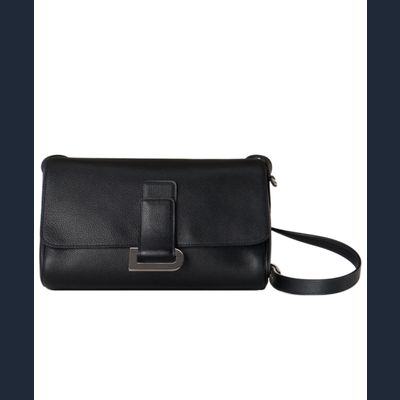 Delvaux Passerelle Schoudertas in Zwart Leer