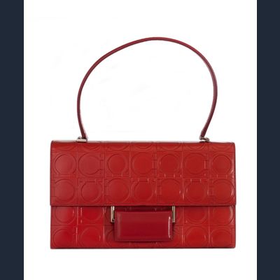 Salvatore Ferragamo Red Leather Gancini Flap Bag