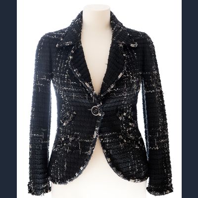 Chanel Black Fantasy Tweed Boucle Blazer