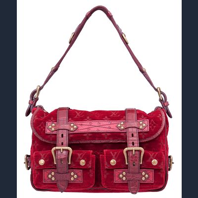 Louis Vuitton Clyde Schoudertas in Rood Velour - Limited Edition