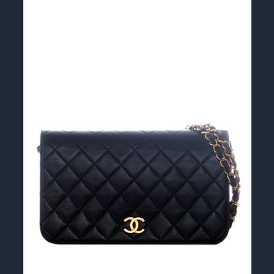 Chanel Black Leather Quilted Full Flap Bag