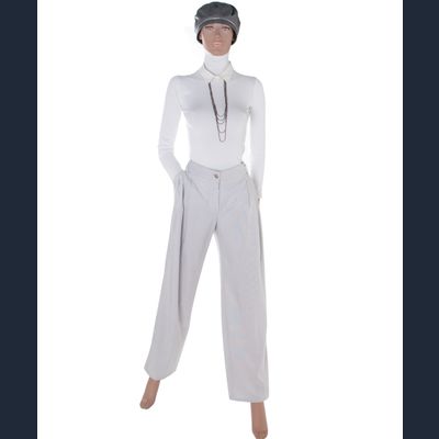 Chanel Wit en Grijs Gestreepte Broek 09P