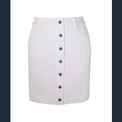 Chanel White Cotton Mini Jeans Skirt 
