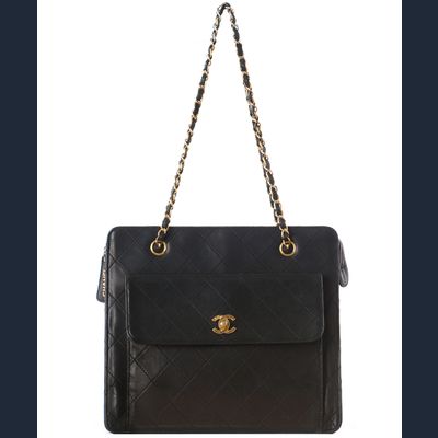 Chanel Black Quilted Calfskin Leather Tote Bag