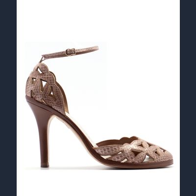 Marc Jacobs Nude Python Leather Ankle Strap Pumps