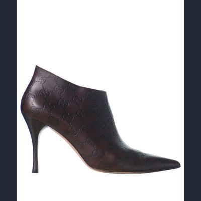 Gucci Brown Leather Monogram Booties
