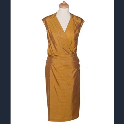 Dries Van Noten OkerKleurige Zijden Jurk