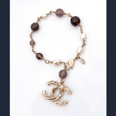 Chanel Pearl CC Charm Bracelet 