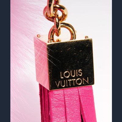 Louis Vuitton Limited Edition Pink Fur Foxy Bag Charm and Key Chain