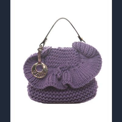 Fendi Paars Wollen Handtas