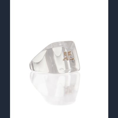 Andre Courreges Vintage Clear Lucite 'Ice Cube' Ring