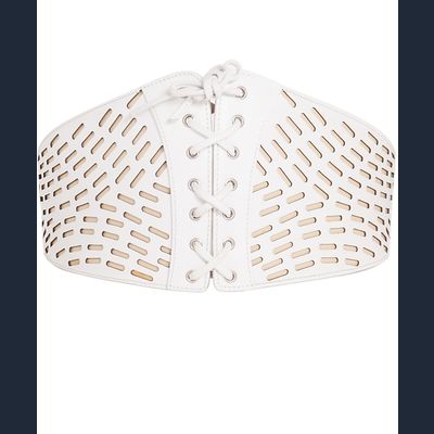 Azzedine Alaïa White Cut-Out And Laced Up Leather Belt