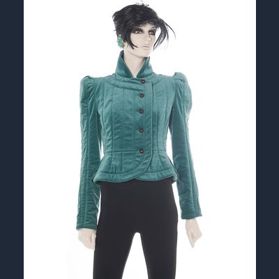 Yves Saint Laurent 'Rive Gauche' Groen Fluwelen Pagode Jas