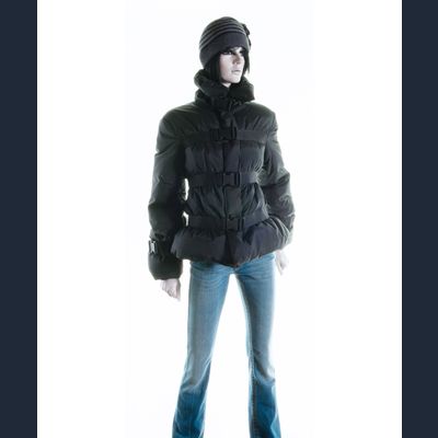 Jean-Paul Gaulthier Black Goose Faether Jacket with Belt