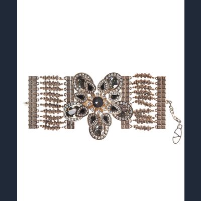 Valentino Onyx en Witte Swarovski Kristallen Armband