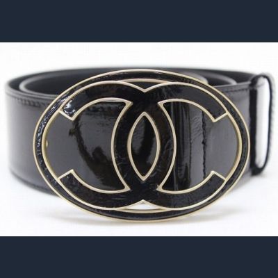 Chanel Zwart Lakleren CC Riem