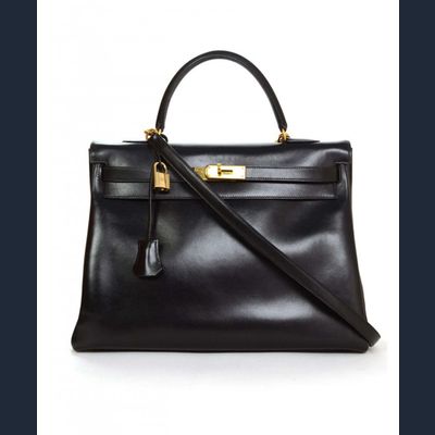 Hermès Zwarte Kelly Retourne Handtas 35