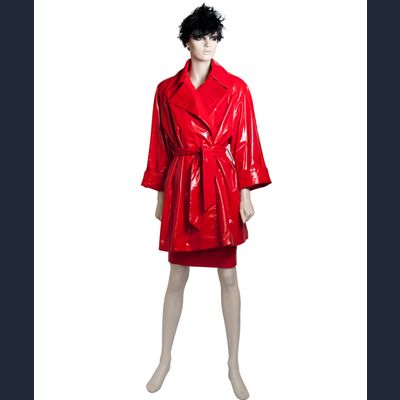 Frans Molenaar Red Patent Trench Coat w Skirt