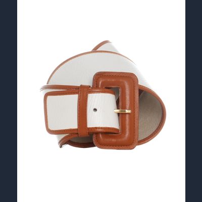 Christian Dior Wit en Caramel Kleurige Wijde Riem