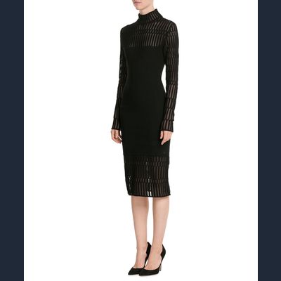 Mugler Wool Dress with Sheer Inserts