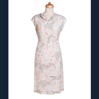 Chanel 98C Karl Lagerfeld met Handschrift Ivoorkleurig Camellia Jurk