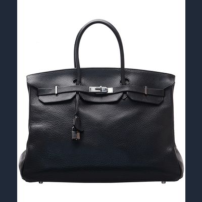 Hermès Black Clemence Birkin 40 Bag PHW
