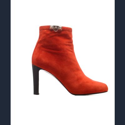 Hermès Rode Suede Enkellaarzen