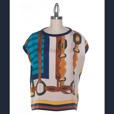 Hermes Silk Short Sleeve Blouse