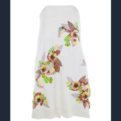 Resort 2008 Chloé White Embroidered Strapless Dress